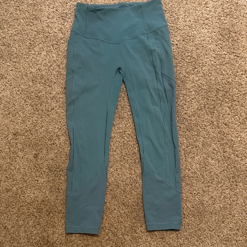 Lululemon All The Right Places 23” Crop Leggings | Size 6 | Teal | No Front Seam